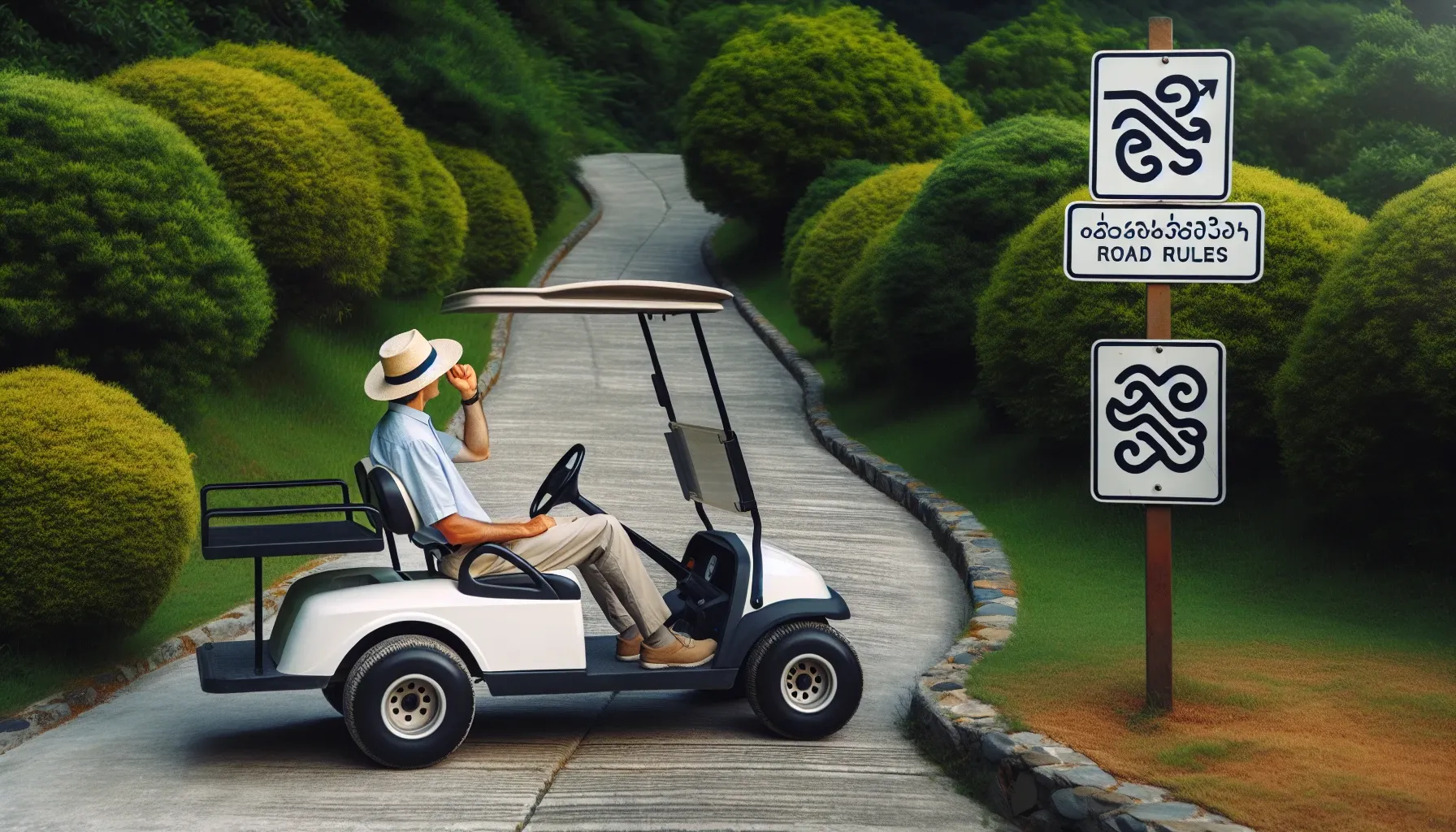 Golf cart on a concrete surface