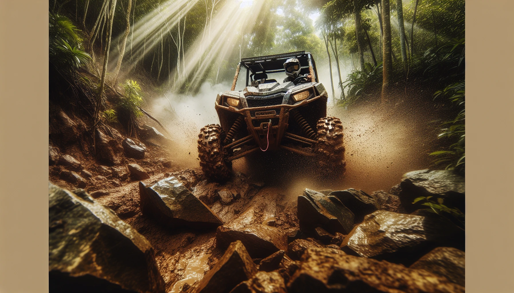 Side by side ATV on a rugged off-road trail