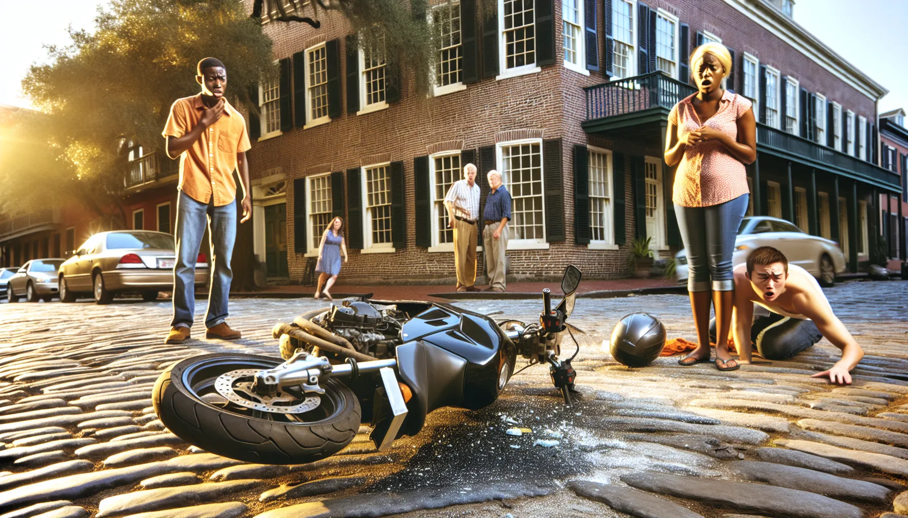 Motorcycle accident scene in Savannah