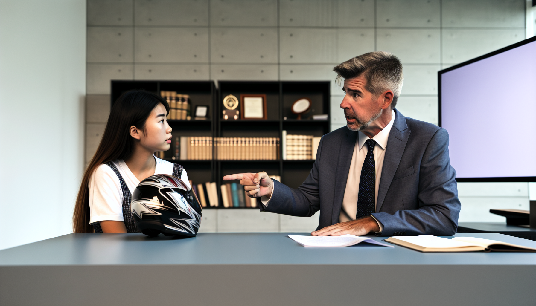 Savannah motorcycle accident lawyer discussing case with a client