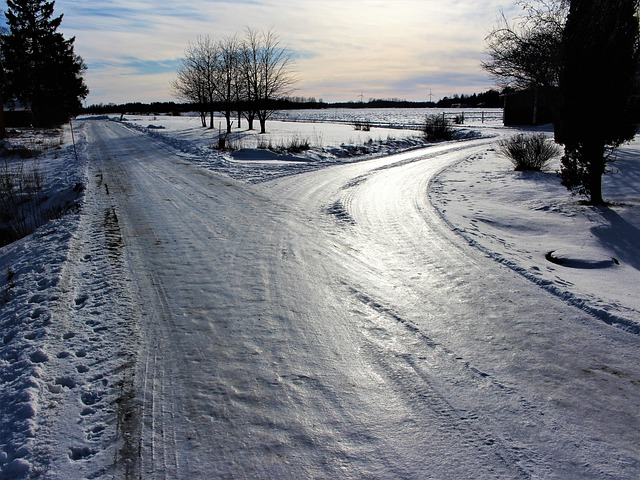 road, crossroads, winter