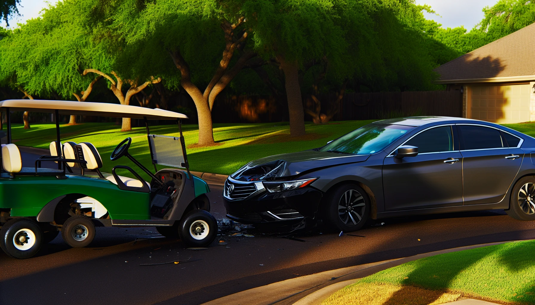 Golf cart and car collision