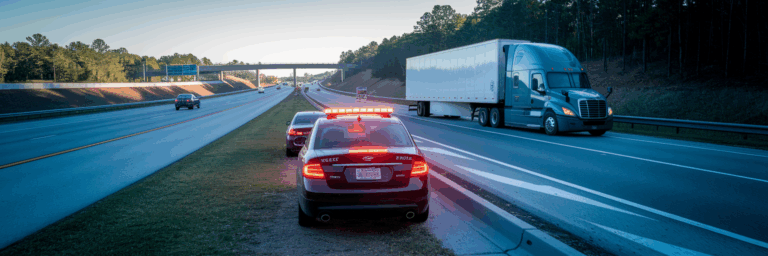 Aftermath of a truck accident on a Georgia highway.